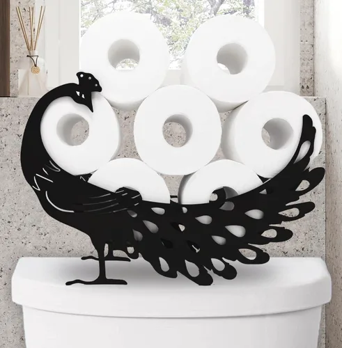 Vista 15 de Soportes de papel de metal para gatos, divertidos soportes de almacenamiento de papel de animales negros para interiores y cocina, almacenamiento