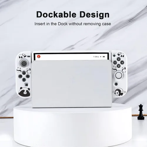 Vista 4 de JINGDU Funda protectora compatible con Nintendo Switch OLED 2021, accesorios de cubierta de TPU acoplable para consola Switch OLED y Grip Joy-Con