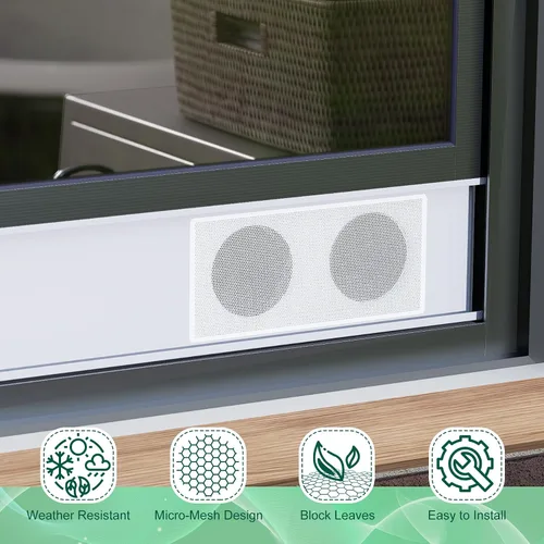 Vista 9 de Kit de cubierta de malla protector de hojas para ventilación de ventana, cubierta de micromalla para aire acondicionado portátil, kit de ventilación
