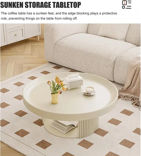 Vista 4 de Mesas de centro para sala de estar, mesa de centro para sala, mesa de centro redonda negra, mesa de grano para espacios pequeños mesa de centro