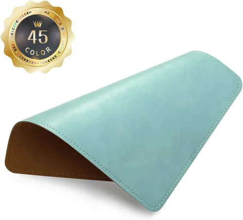 Vista 17 de Alfombrilla para mouse, alfombrilla de mouse de poliuretano, alfombrilla de mouse de cuero con borde cosido base de microfibra con antideslizante