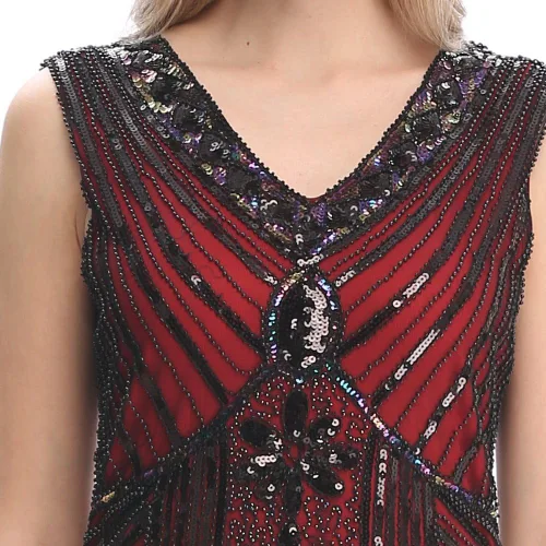 Vista 6 de Wuchieal 20s Flapper Gatsby Charleston Sequin Bead Evening Cocktail Prom Dress