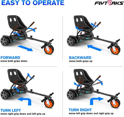 Vista 10 de K2 Go Kart - Scooter autoequilibrante con absorción de impactos traseros, accesorio de asiento de scooter de equilibrio para neumáticos de 6.5