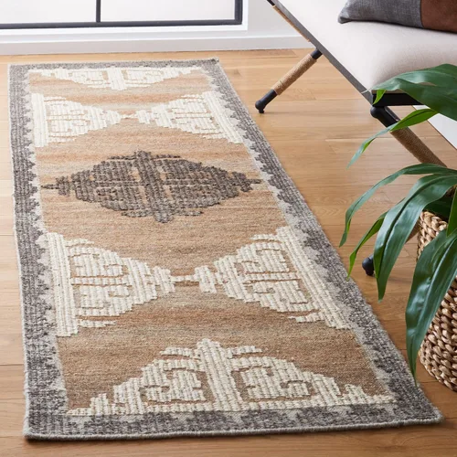 Vista 8 de SAFAVIEH Kenya Collection - Alfombra decorativa de 2 x 3 pies, marrón y carbón, lana tribal anudada a mano, ideal para zonas de alto tráfico