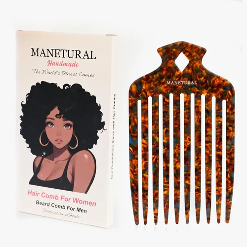 Vista 4 de 15N - Peine de pelo afro profesional para una definición definitiva de rizos, ideal para hombres, mujeres y niños, peine de dientes largos