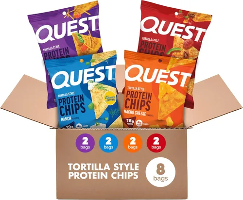 Vista 39 de Quest Nutrition Chips de proteína, barbacoa, 0.78 oz de proteína, 0.11 oz de carbohidratos netos, 130 cals, bolsa de 1.1 onzas, 1 unidad, alto
