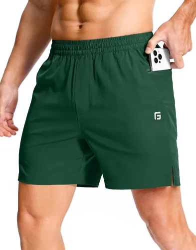 Vista 38 de GGJ Pantalones cortos deportivos ligeros para hombre con 2 bolsillos con cremallera de 7/5/9 pulgadas, pantalones cortos de tenis de secado rápido