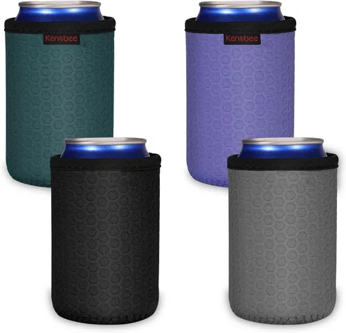 Vista 7 de Paquete de 4 Fundas Enfriadoras para Latas Delgadas de 12oz, Suaves Aisladas Reutilizables Antideslizantes de Neopreno Portavasos Cubiertas