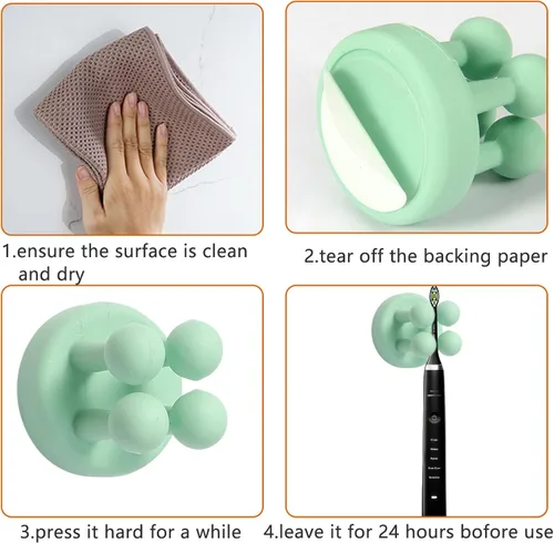 Vista 4 de Soporte de silicona para cepillos de dientes, ganchos autoadhesivos, ganchos de pared de silicona, gancho multifunción, impermeable, autoadhesivo