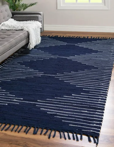 Vista 9 de Unique Loom Chindi Cotton Collection - Alfombra de área Briah (2 pies 2 pulgadas x 6 pies 1 pulgada, verde/marfil)