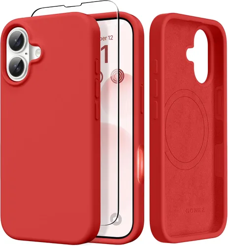 Vista 62 de GONEZ Funda magnética para iPhone 14, compatible con Magsafe, con protector de pantalla + protector de cámara, forro de microfibra antiarañazos