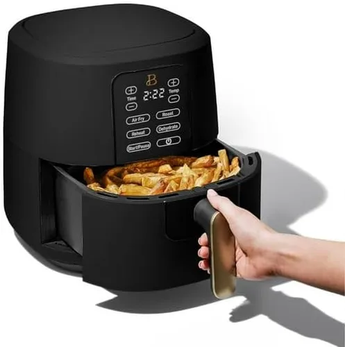 Vista 2 de Freidora de aire de 6 Qt con tecnología Turbocrisp y pantalla táctil activada, negra de Drew Barrymore, rangos de temperatura ajustables
