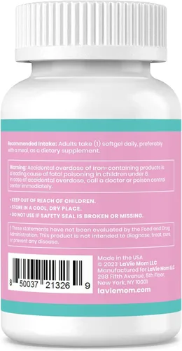Vista 7 de LaVie Vitaminas prenatales con jengibre, DHA, ácido fólico y hierro, imprescindibles para el embarazo para el desarrollo cerebral y corporal
