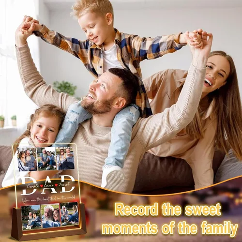 Vista 2 de Regalos de cumpleaños personalizados para el día del padre, para papá, de hija, hijo, esposa, marco de fotos con placa acrílica personalizada