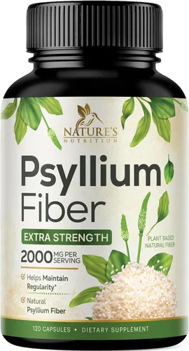 Vista 11 de Polvo de cáscara de psyllium de 2000 mg por porción, suplemento de fibra de psyllium extra fuerte, píldoras de fibra soluble natural, apoya