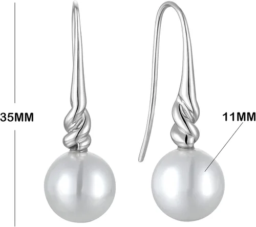 Vista 2 de Pendientes de perlas de plata de ley 925 para mujer, pendientes colgantes con joyas