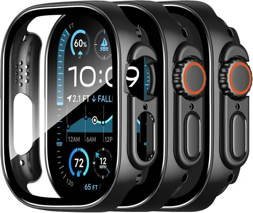 Vista 20 de Charlam - Funda de policarbonato duro compatible con Apple Watch de 38 mm, series 1, 2, 3, protector de pantalla integrado, ultradelgada, cobertura