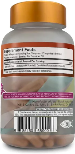 Vista 2 de Betel Natural Diente de León Premium Cápsulas Detox y Limpieza - 90 Cápsulas