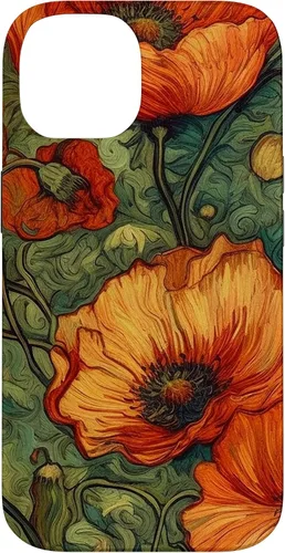 Vista 4 de iPhone 16 Floral Van Gogh Style Poppy Flower Case