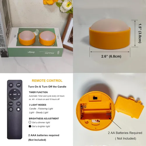 Vista 2 de iZAN Luces LED de calabaza a pilas con control remoto y temporizador, velas parpadeantes brillantes sin llama para decoración del hogar, fiesta