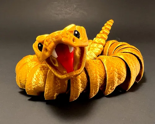 Vista 8 de Serpiente de cascabel articulada impresa en 3D sonajero serpiente sensorial con cola de traqueteo (pequeño, bronce)