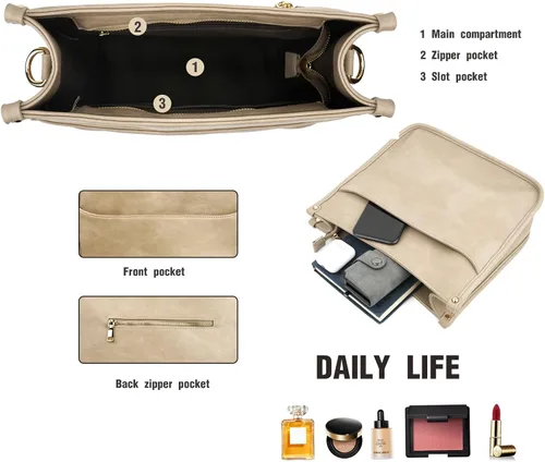 Vista 4 de KOGTLA Bolsos cruzados de cuero Hobo con correa de guitarra para mujer