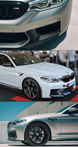 Vista 4 de 2 piezas de fibra de carbono estilo rendimiento parachoques delantero divisores labios compatibles para BMW F90 M5 2018-2019