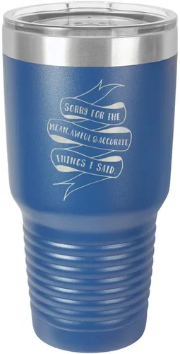 Vista 12 de Sorry for the Mean Awful and Accurate Things I SAID - Vaso negro de 30 onzas con popote y tapa superior deslizante Taza de viaje de acero