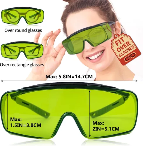 Vista 3 de JILERWEAR Profesional 190-450 & 740-1100nm OD6+ Laser Safety Glassess,808nm Laser Infrarrojo Grabado Gafas Protectoras