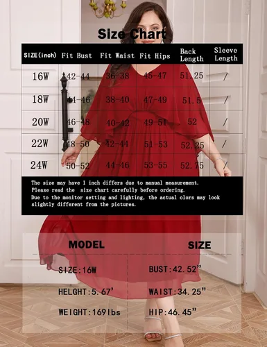 Vista 5 de Hanna Nikole Vestido de fiesta de noche de gasa con cuello en V para mujer, talla grande, manga capa, maxi vestidos para invitados de boda