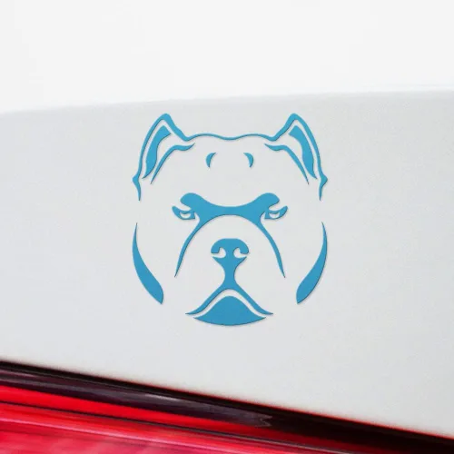 Vista 4 de Adhesivos transparentes de American Bully Icon Dog Head (azul azul), calcomanías de vinilo impermeables de alta calidad para teléfono portátil