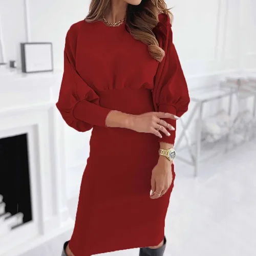 Vista 4 de Vestidos de mujer a la moda, casual, de invierno, para mujer, manga larga, para fiesta de noche, mini vestido