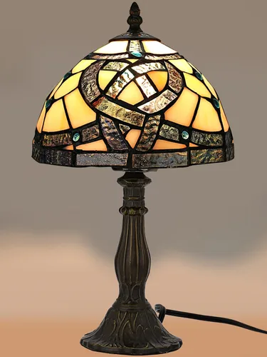 Vista 11 de KY&BOSAM Lámpara de Mesa Celta Irlandesa Tiffany Estilo Trébol Lámpara de Escritorio Luz Nocturna de Vidrio Emplomado 14 Pulgadas de Alto 8 Pulgadas