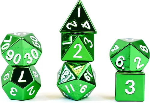 Vista 15 de FanRoll - Juego de dados poliédricos de metal de 0.630 in, plata antigua, dados de juego de rol para Calabozos y Dragones