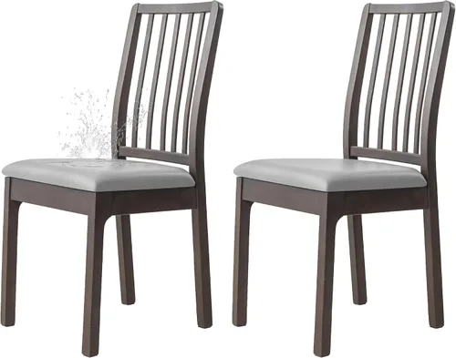 Vista 15 de Dimatic Juego de 2 fundas de asiento para silla, de piel sintética, impermeables, fundas elásticas para sillas de comedor, fundas protectoras