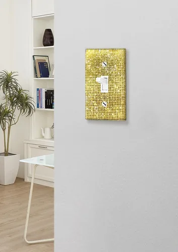 Vista 6 de WIRESTER Cubierta para placa de pared con diamantes de imitación brillantes y dorados, color amarillo dorado citrino, cubierta para interruptor