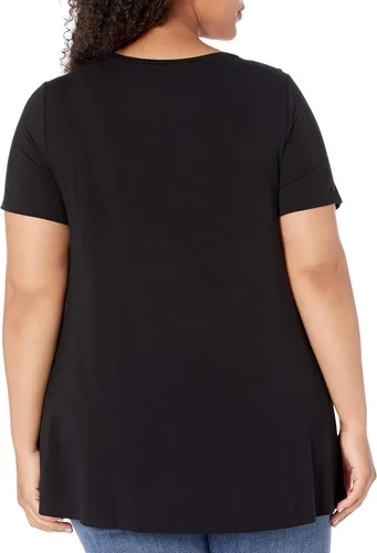 Vista 2 de Tienda Essentials - Blusa con manga corta, cuello redondo y corte relajado para mujer (disponible en talla extragrande)