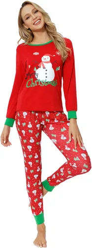 Vista 2 de YIJIU Pijamas de Navidad con estampado de ciervos y tótem de manga larga