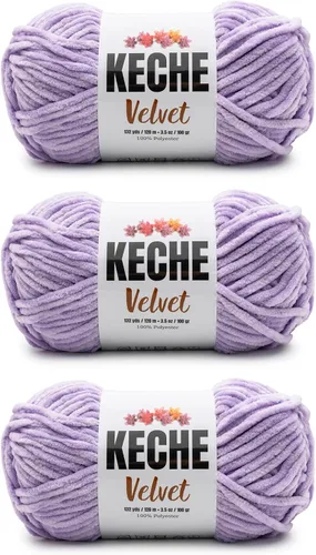 Vista 45 de Keche Hilo para ganchillo, hilo de terciopelo, chenilla suave, manta de bebé voluminosa amigurumi Yarn 3.53 oz (132 yardas) - Arona