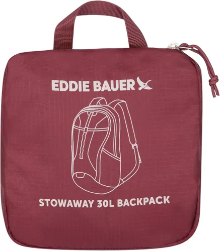 Vista 7 de Eddie Bauer Stowaway Mochila Empacable Viaje Exterior Ligera Plegable Duradera Poliéster Ripstop 30L - Cereza Negra