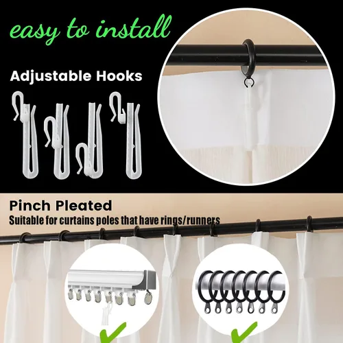 Vista 6 de Cortinas traslúcidas blancas con pliegues elegantes de 84 pulgadas, 1 panel, cortinas plisadas para sala de estar, puerta corrediza de vidrio