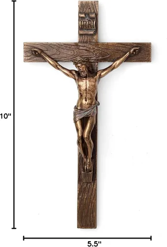Vista 6 de Veronese Design 10 pulgadas Jesús en crucifijo Escultura de la pared del final del bronce antiguo de la resina del molde frío