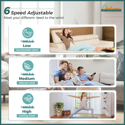 Vista 4 de Sofucor Ventilador de techo inteligente sin luz, ventiladores de techo de 60 pulgadas para interiores y exteriores sin luces, funciona