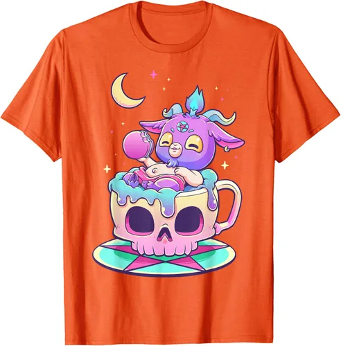 Vista 99 de Kawaii Pastel Goth Cute espeluznante Pentáculo Baphomet - Camiseta de cabra, Negro