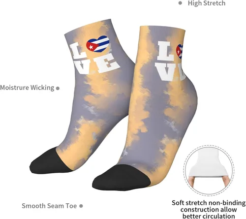 Vista 7 de Love Cuba Flag Cubans Heart Ankle Socks Winter Low Cut Sports Warm Comfort Breathable Casual Socks For Mens And Womens 1