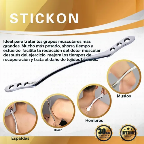 Vista 4 de STICKON Herramienta de masaje de raspado Gua Sha de acero inoxidable, herramientas IASTM, gran herramienta de movilización de tejidos blandos