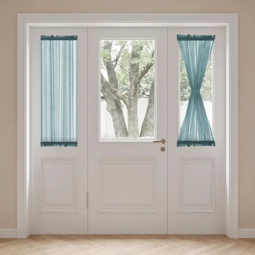 Vista 14 de H. Versailtex Lino Natural y Poly semi-láminas Premium suaves y ricos materiales paneles de cortina con abrazadera ajustable para patio Gris