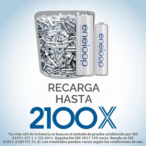 Vista 8 de Cargador de batería Panasonic Advanced celda Individual con Eneloop ciclo de 2100 pilas recargables AA Paquete de potencia Blanco