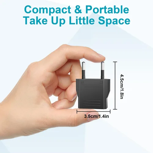 Vista 2 de Travel Adapter, 8 Pack of US/CA to European Plug Adapter Travel Power Plug Universal Power Jack Wall Plug Converter (Black)