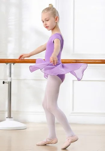 Vista 5 de DIPUG Leotardos de ballet para niñas con falda extraíble, vestido de baile con espalda hueca para niñas